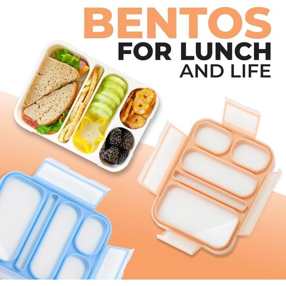 Bento-Box Portion Control Container Leakproof BPA Free Utensils 5 Compartments - Picture 2 of 8